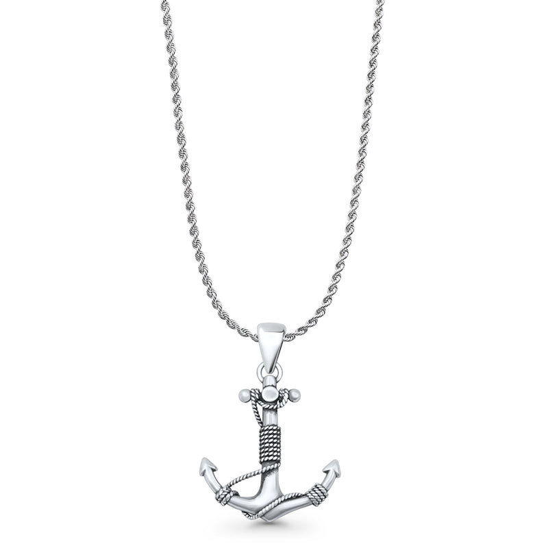 Twisted Rope Anchor Pendant Necklace