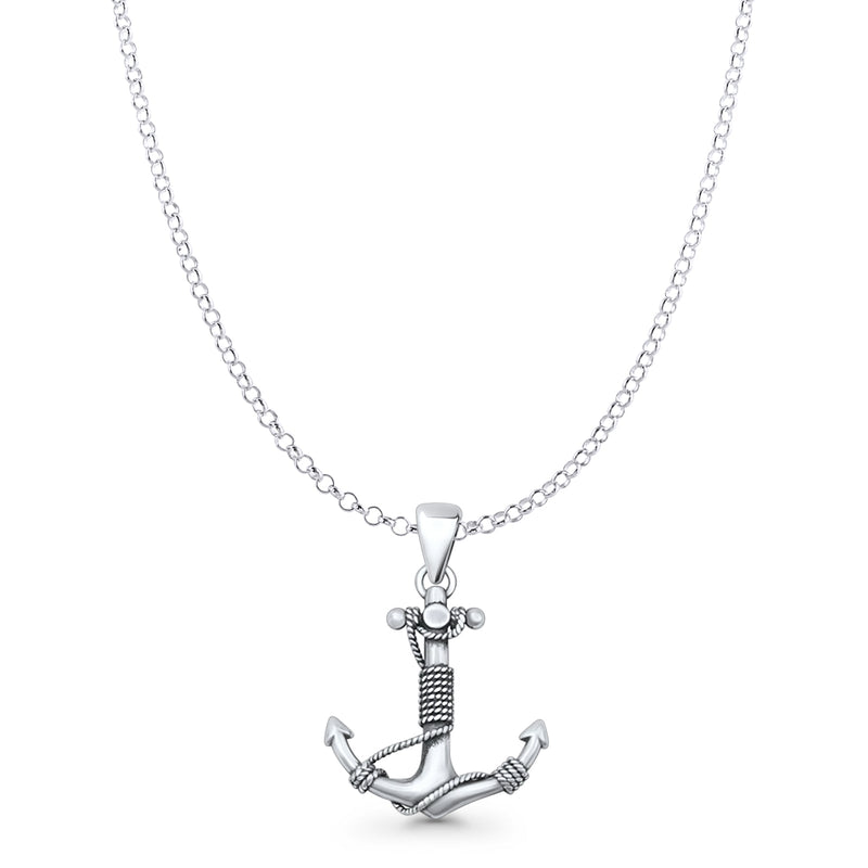 Twisted Rope Anchor Pendant Necklace