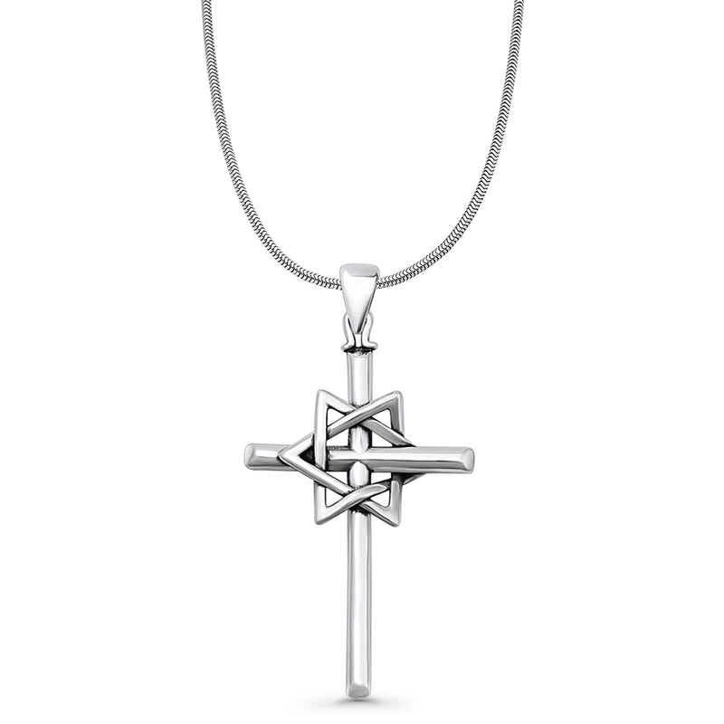 Cross & Star of David Pendant Necklace