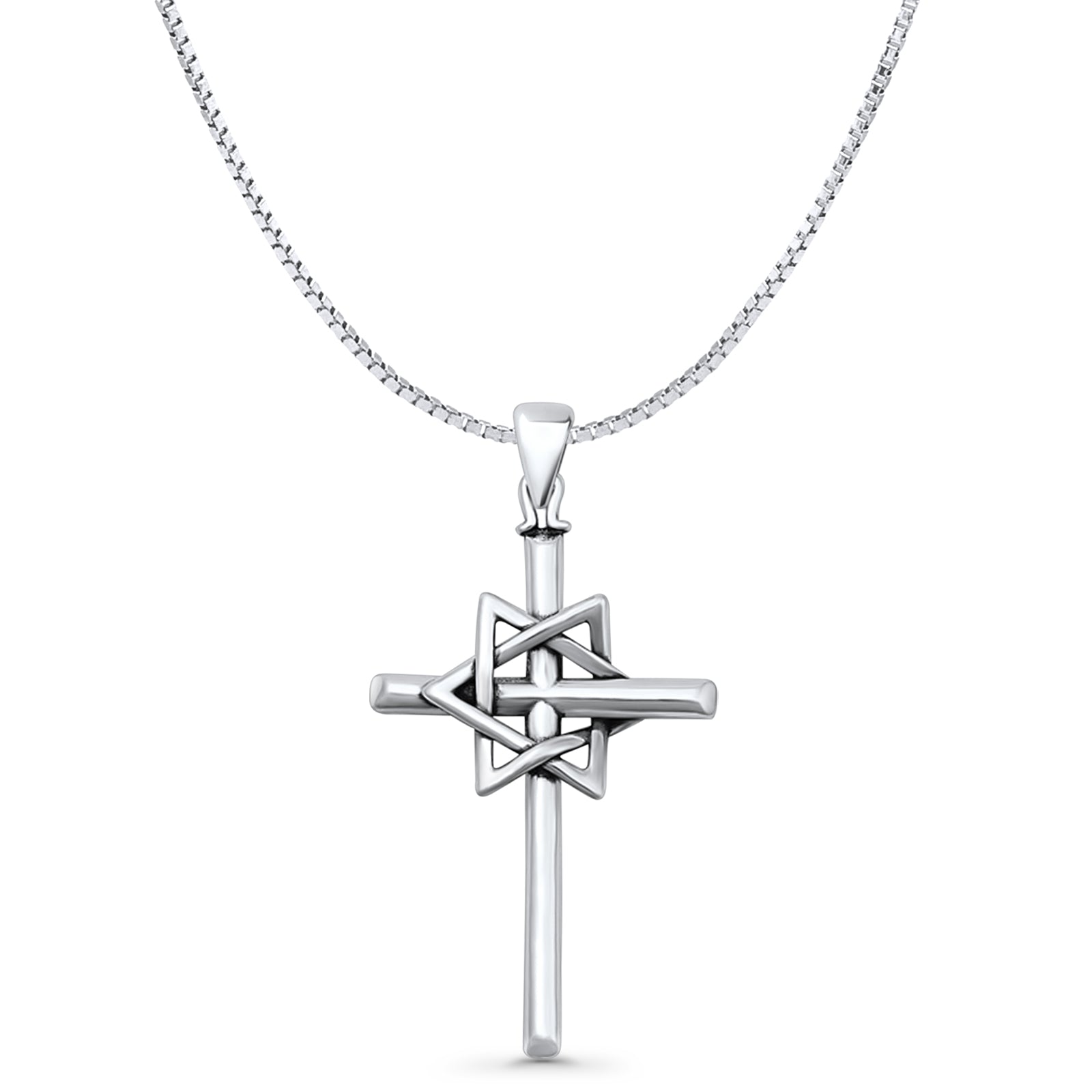 Cross & Star of David Pendant Necklace