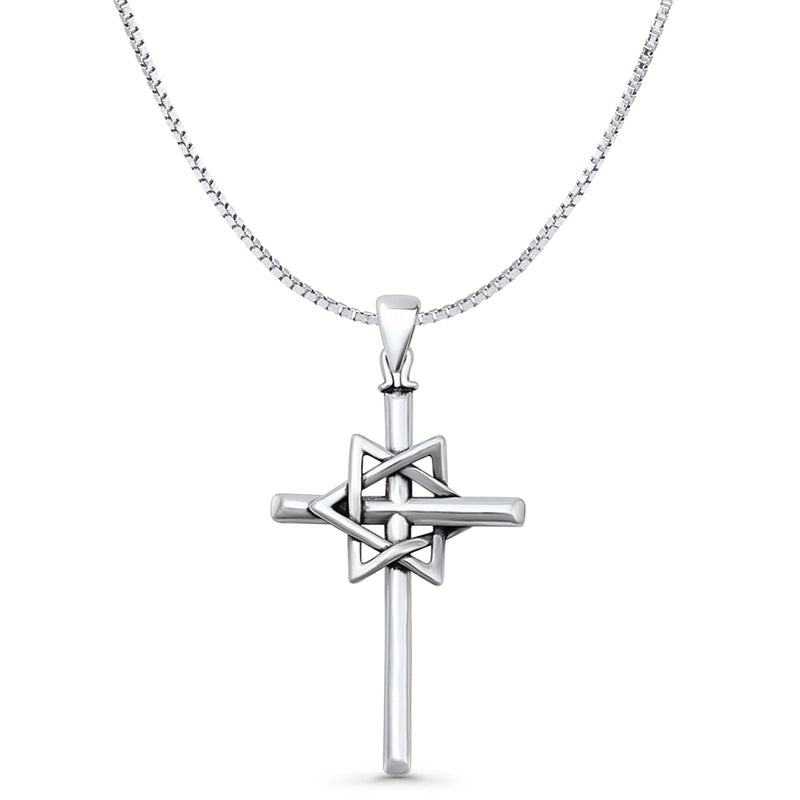 Cross & Star of David Pendant Necklace