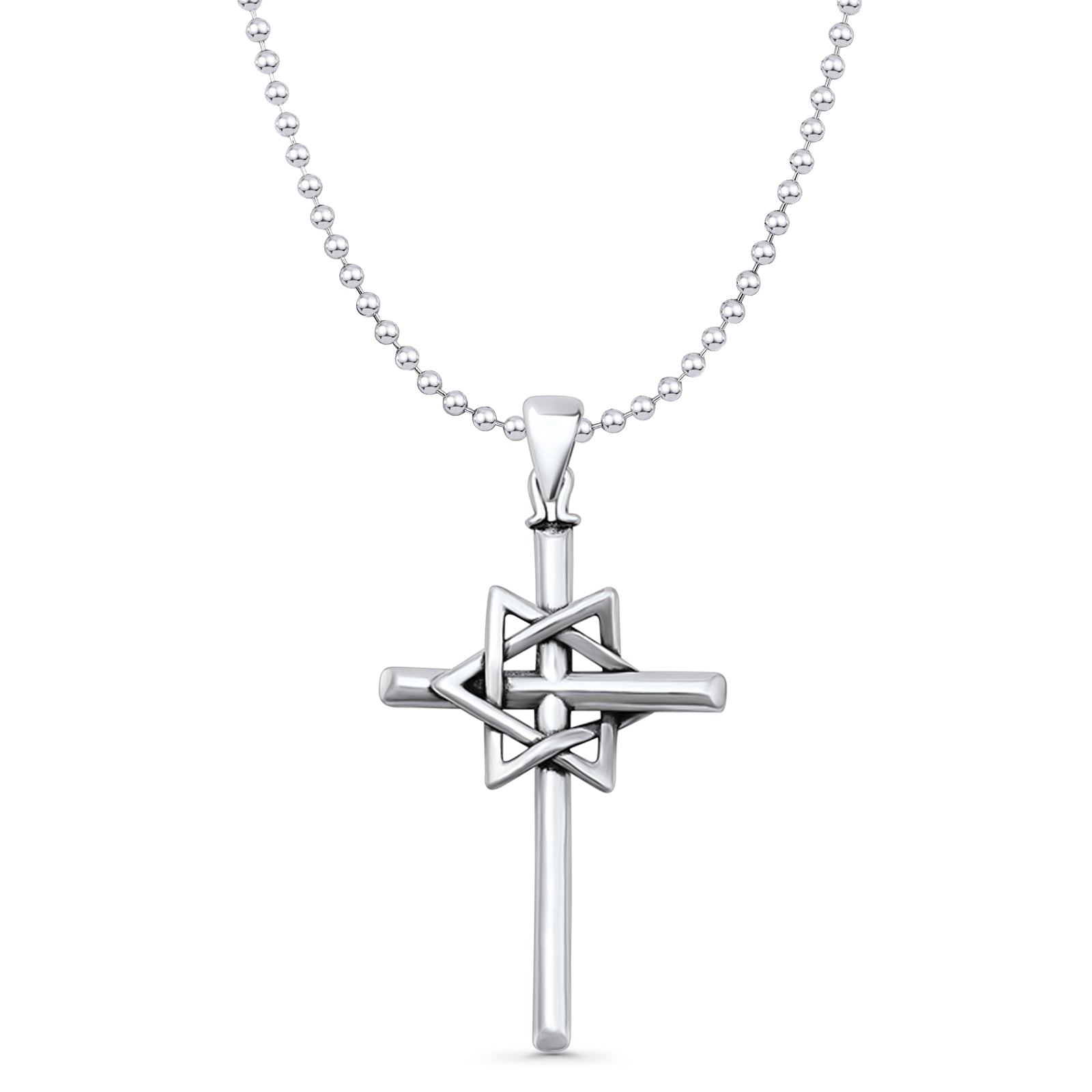 Cross & Star of David Pendant Necklace