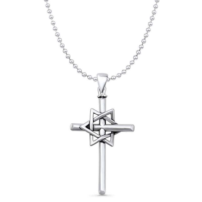 Cross & Star of David Pendant Necklace