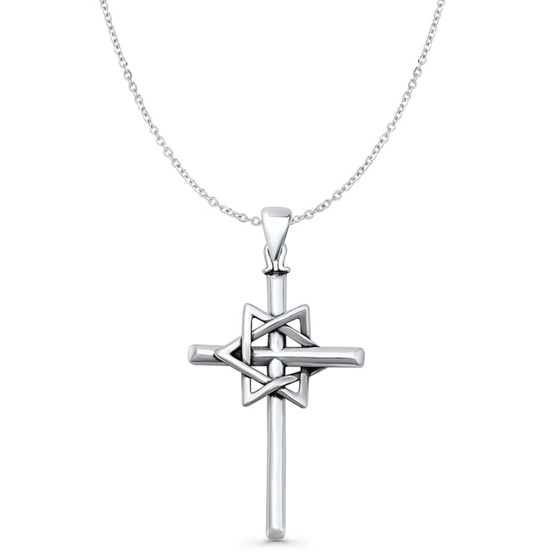 Cross & Star of David Pendant Necklace
