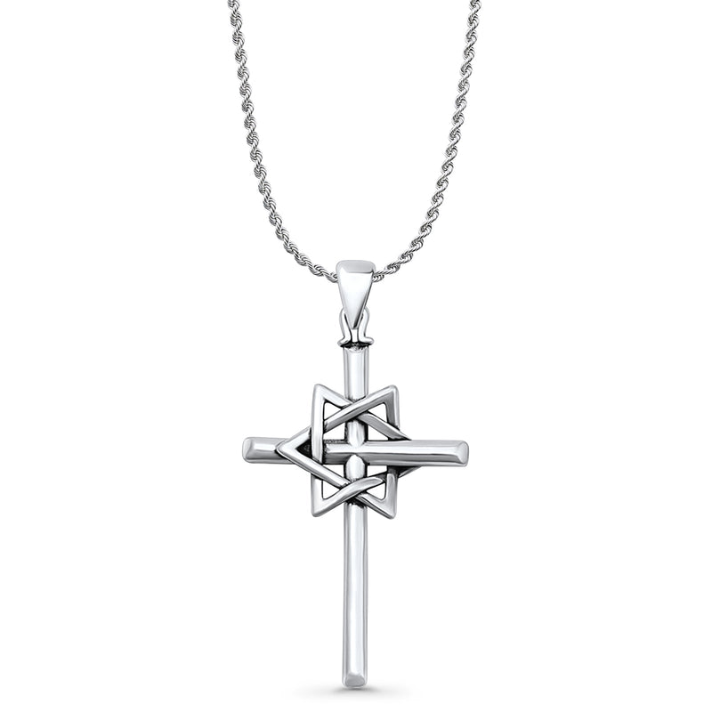 Cross & Star of David Pendant Necklace