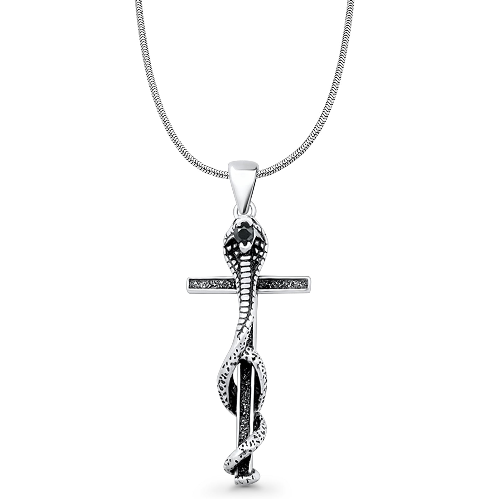 Cobra Snake Cross Pendant Necklace