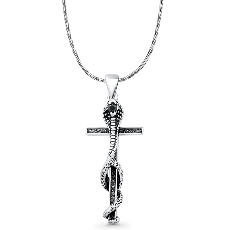 Cobra Snake Cross Pendant Necklace