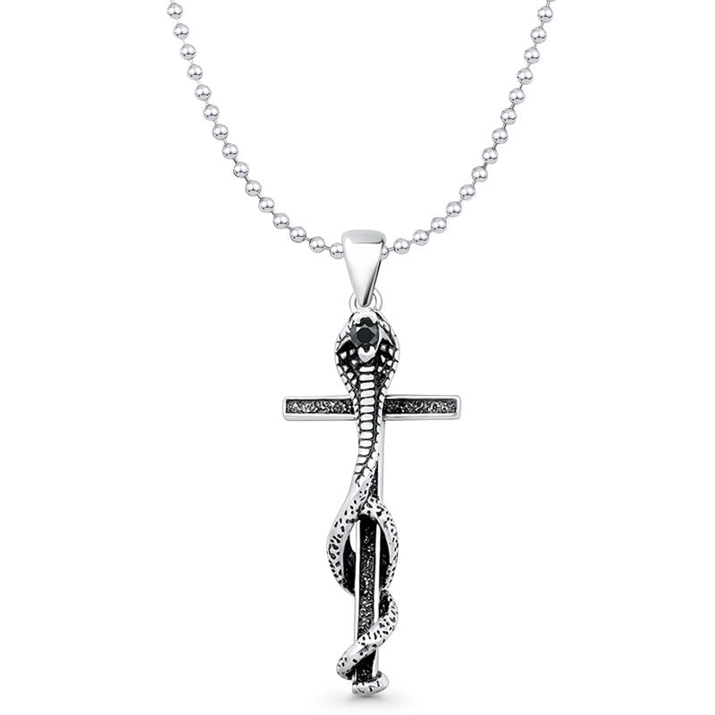 Cobra Snake Cross Pendant Necklace