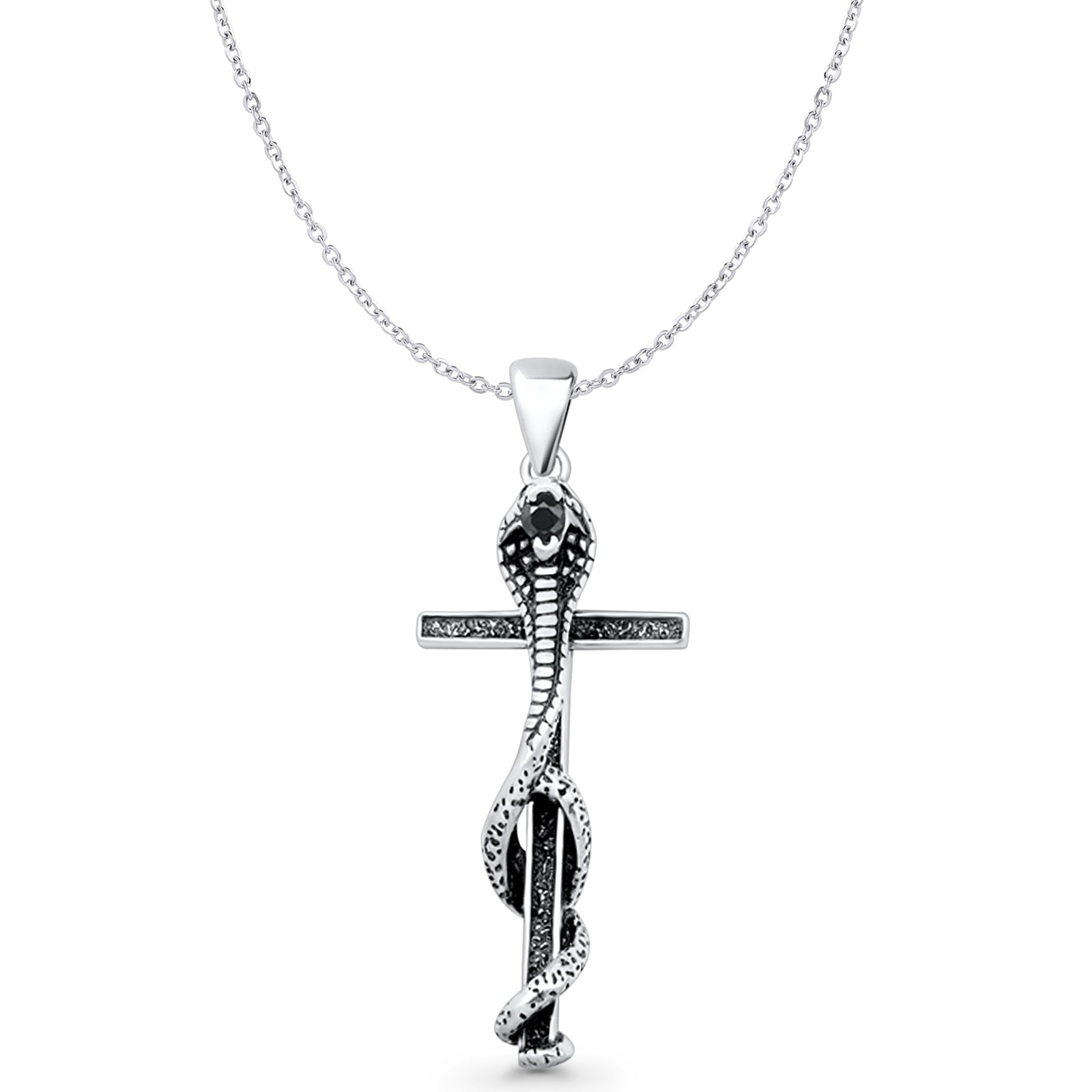 Cobra Snake Cross Pendant Necklace
