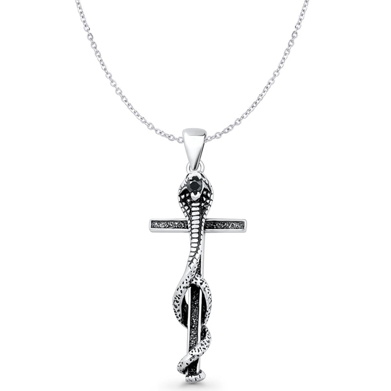 Cobra Snake Cross Pendant Necklace