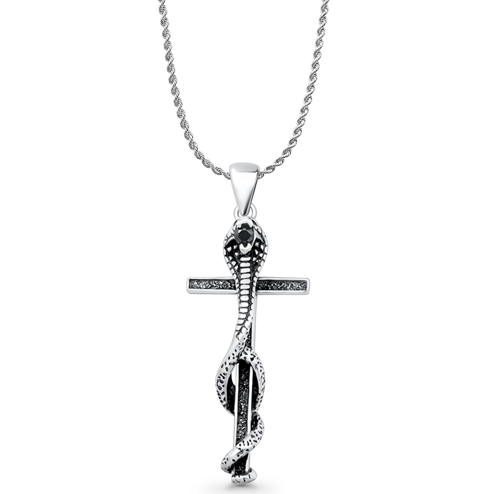 Cobra Snake Cross Pendant Necklace