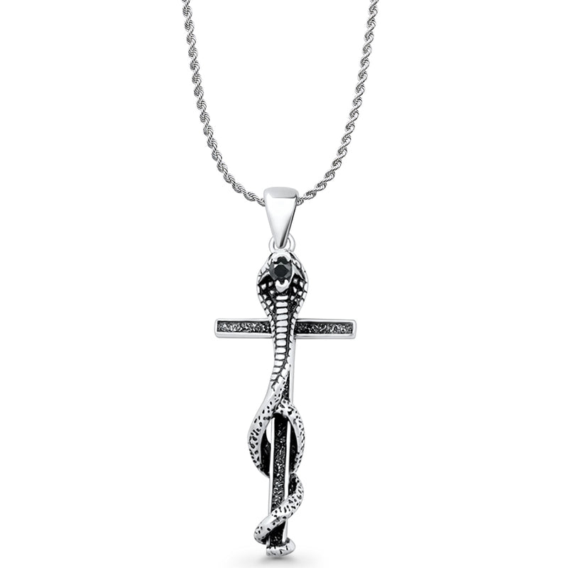 Cobra Snake Cross Pendant Necklace
