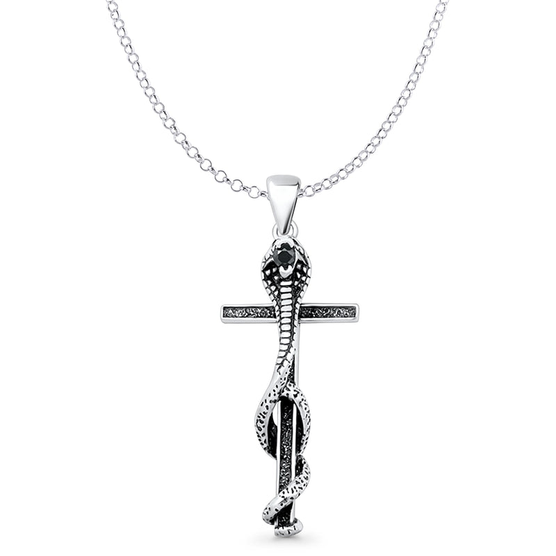 Cobra Snake Cross Pendant Necklace
