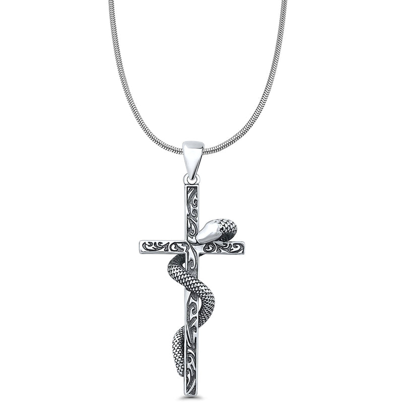 Snake & Cross Pendant Necklace