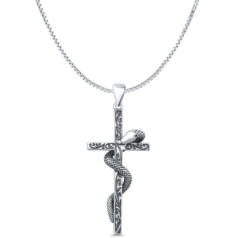 Snake & Cross Pendant Necklace