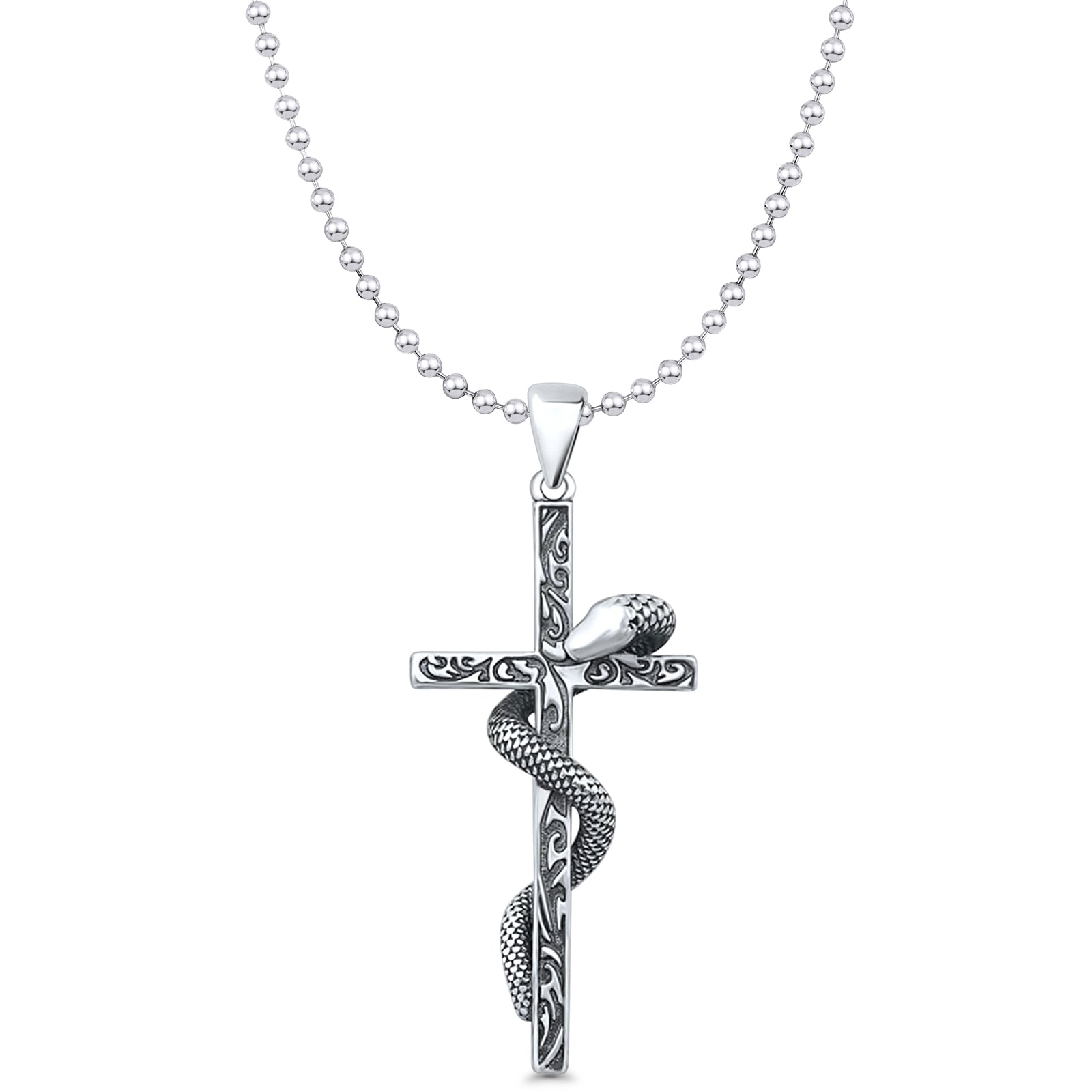 Snake & Cross Pendant Necklace