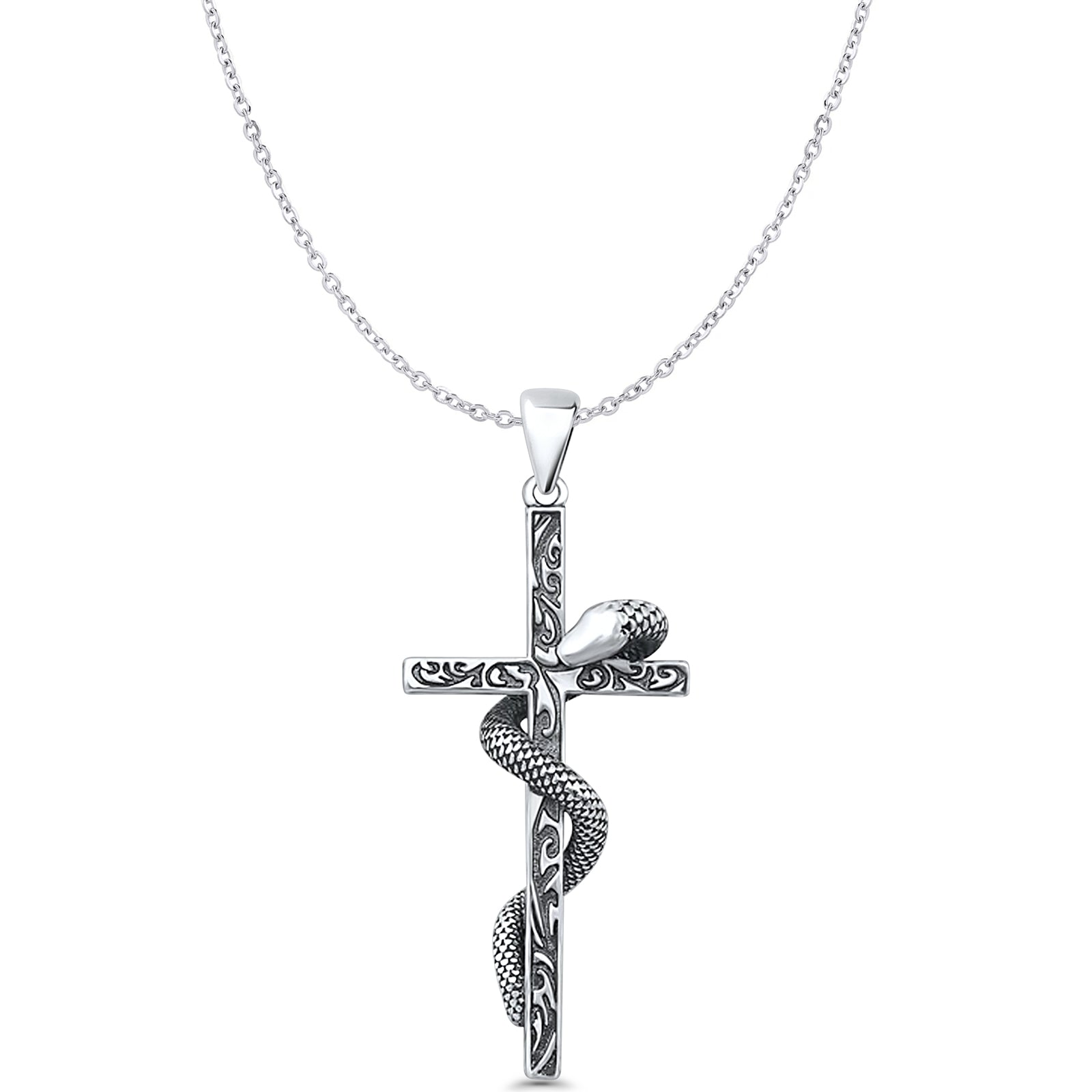 Snake & Cross Pendant Necklace
