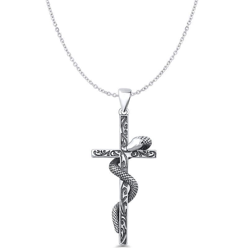 Snake & Cross Pendant Necklace