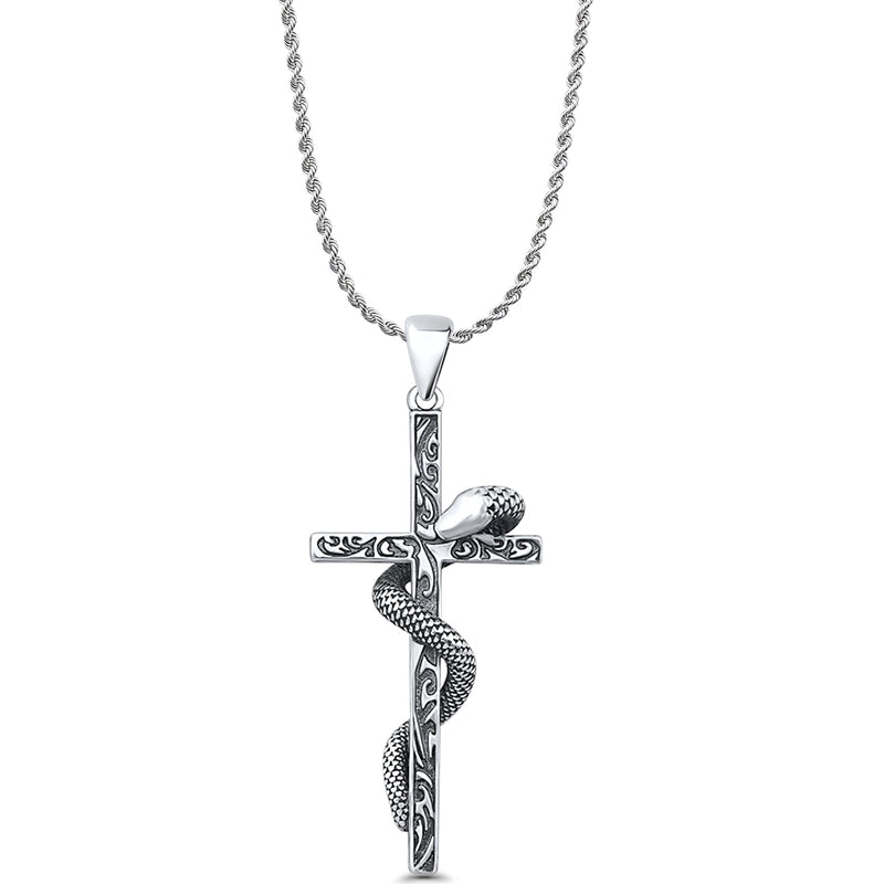 Snake & Cross Pendant Necklace