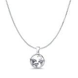 Mushroom Moon Pendant Box Chain Necklace Oxidized 925 Sterling Silver