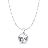 Mushroom Moon Pendant Bead Chain Necklace Oxidized 925 Sterling Silver