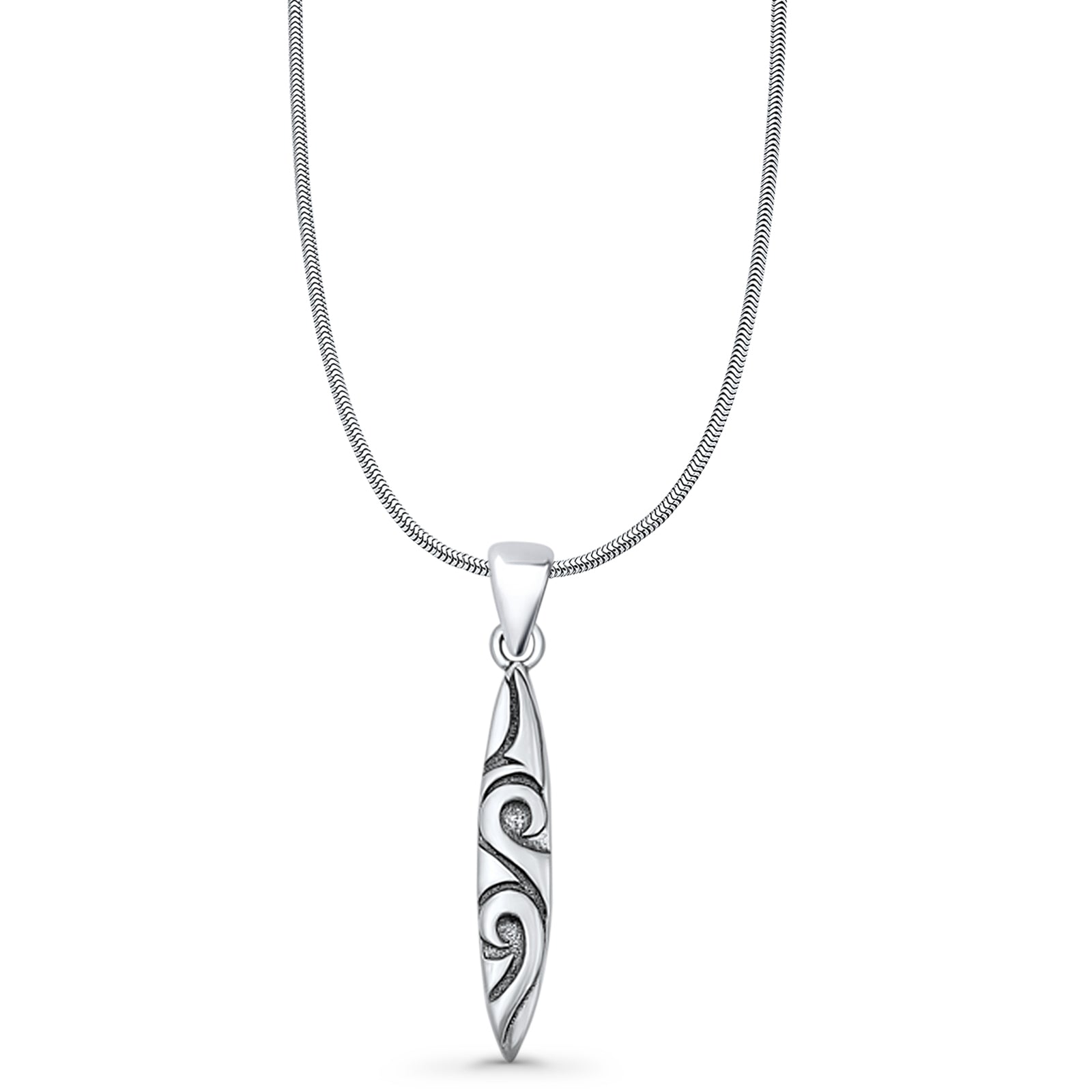 Surfboard Wave Pendant Necklace
