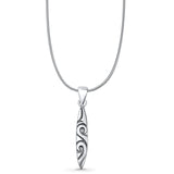 Surfboard Wave Pendant Snake Chain Necklace Oxidized 925 Sterling Silver