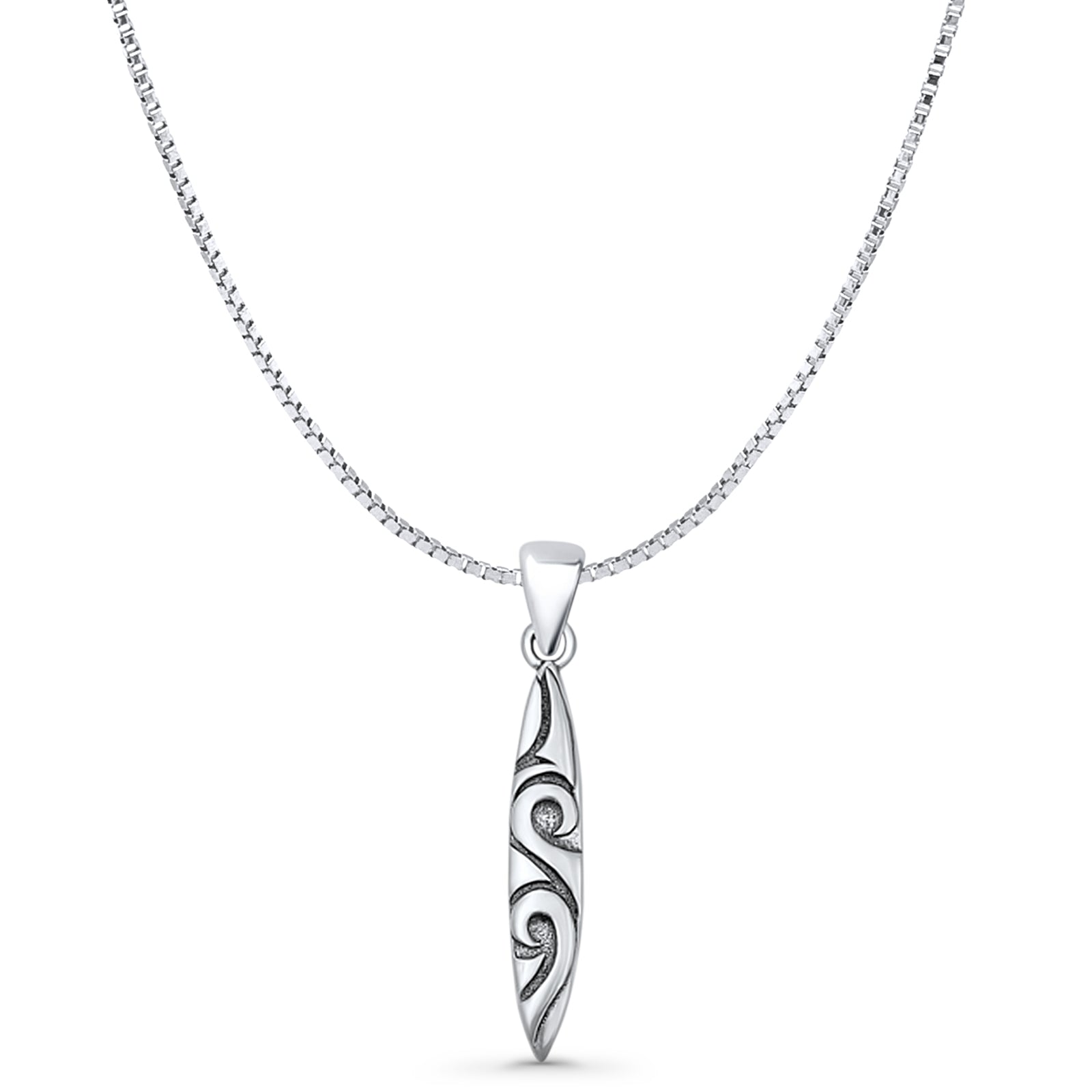 Surfboard Wave Pendant Necklace