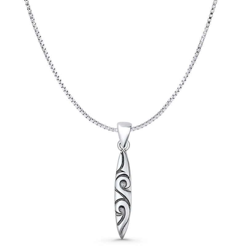 Surfboard Wave Pendant Necklace