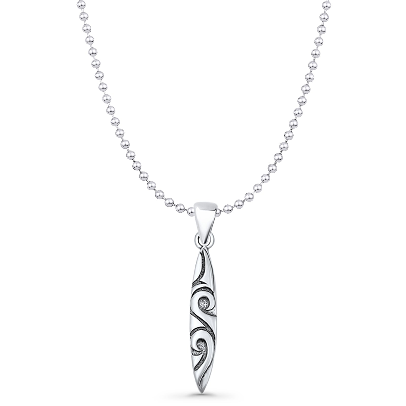 Surfboard Wave Pendant Necklace