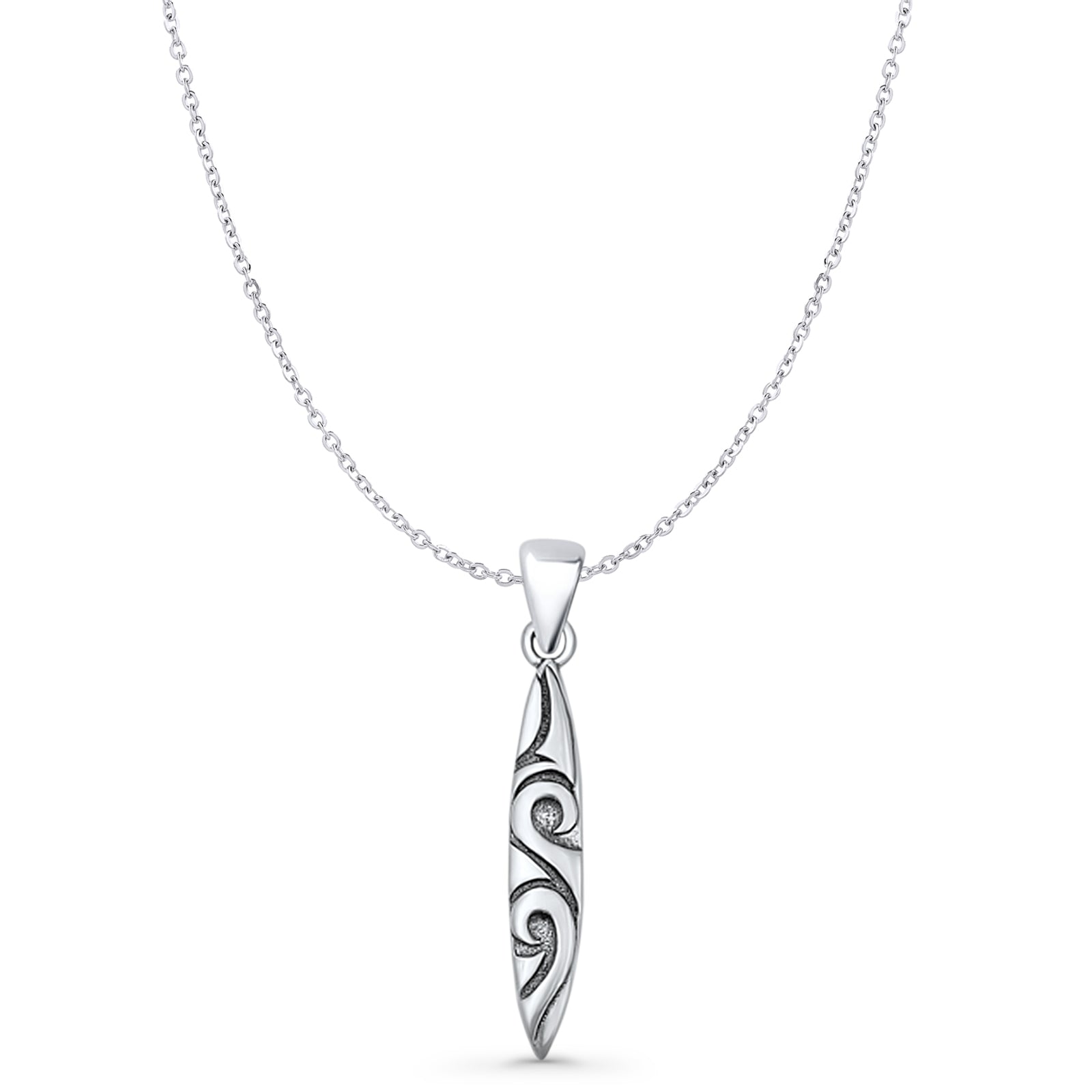 Surfboard Wave Pendant Necklace