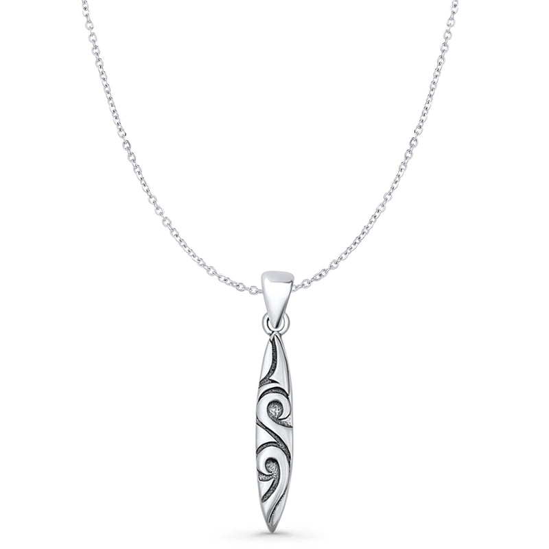Surfboard Wave Pendant Necklace