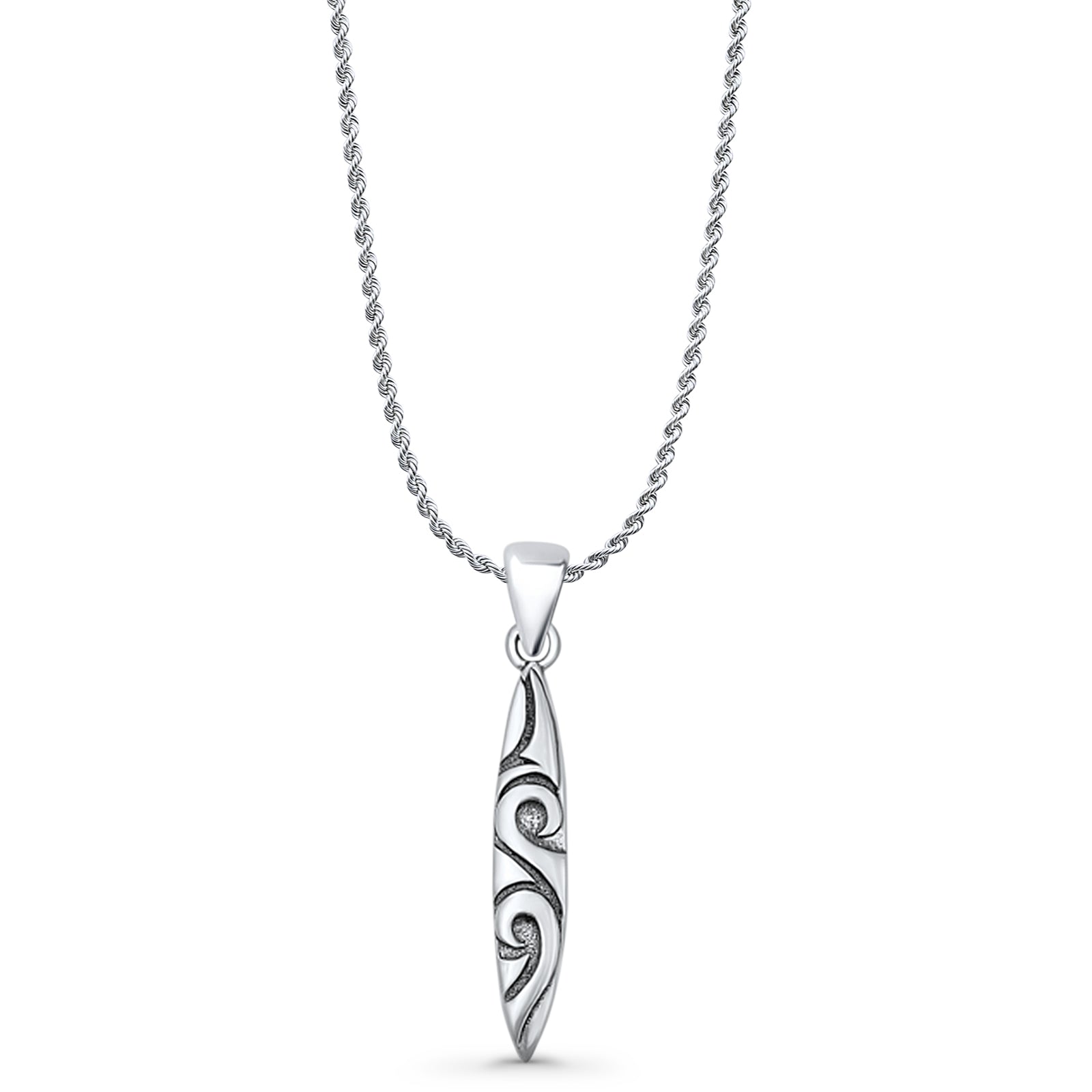 Surfboard Wave Pendant Necklace