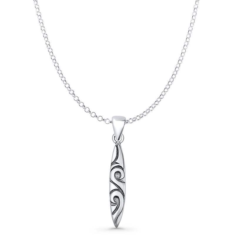 Surfboard Wave Pendant Necklace
