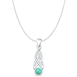 Round Turquoise Celtic Style Pendant Oxidized Cable Chain Necklace 925 Sterling Silver