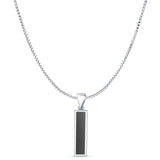 Rectangle Black Onyx Oxidized Solitaire Pendant Box Chain Necklace 925 Sterling Silver