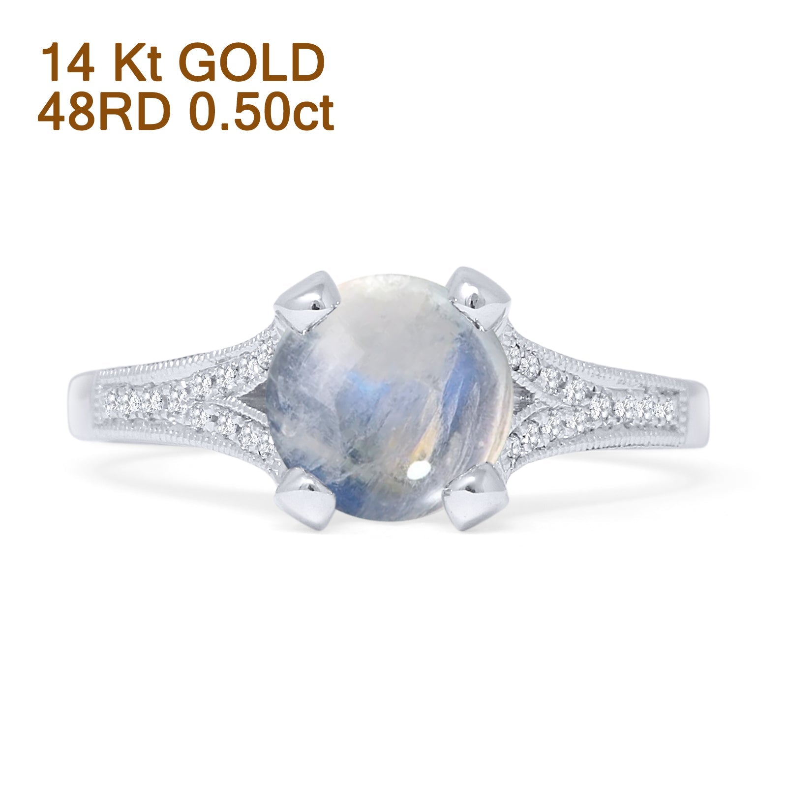 Round Split Shank Diamond Gold Ring