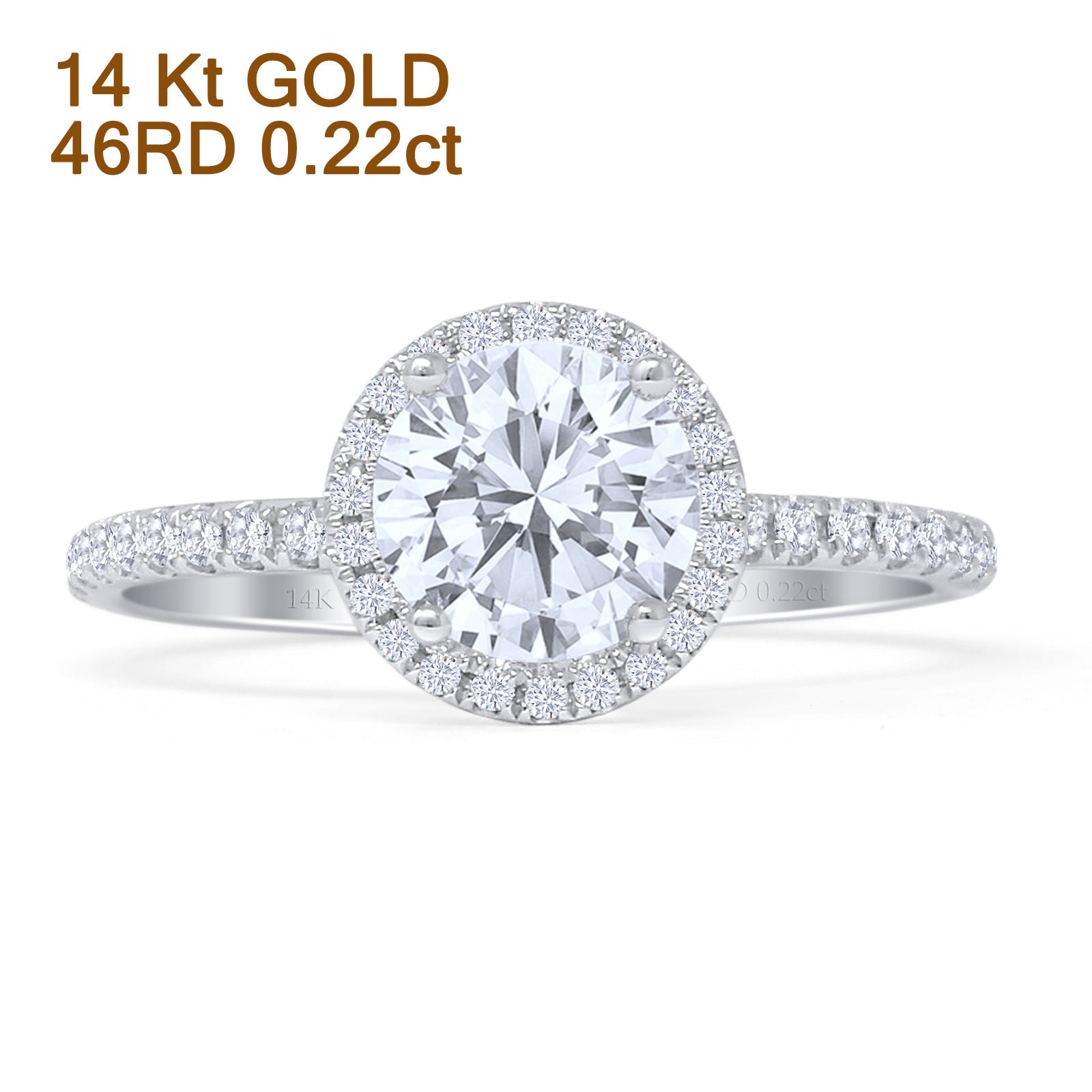 Round Halo Diamond Gold Ring
