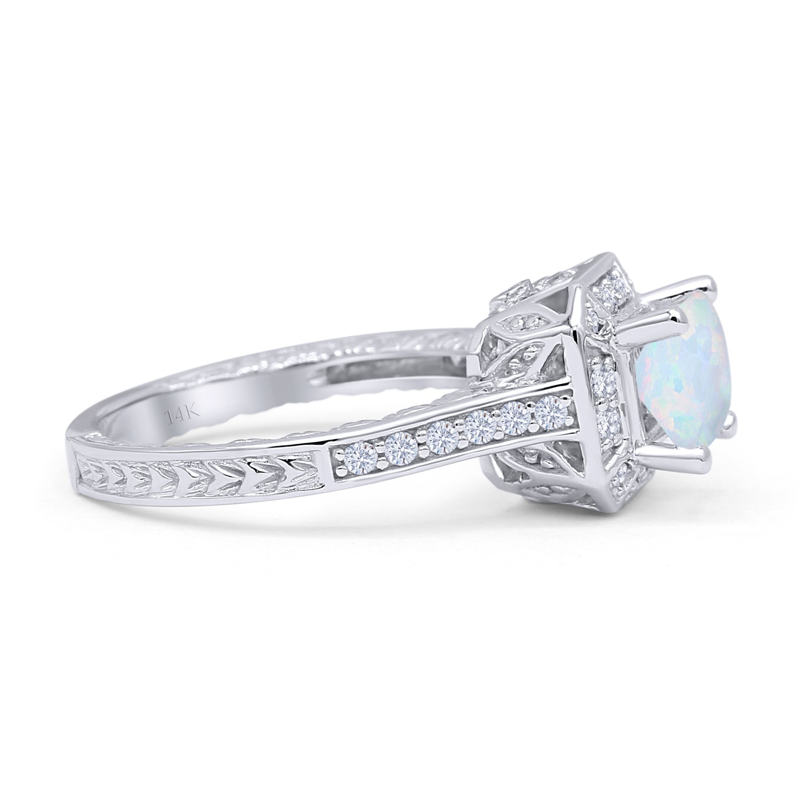 Princess Cut Halo Art Deco Gold Ring