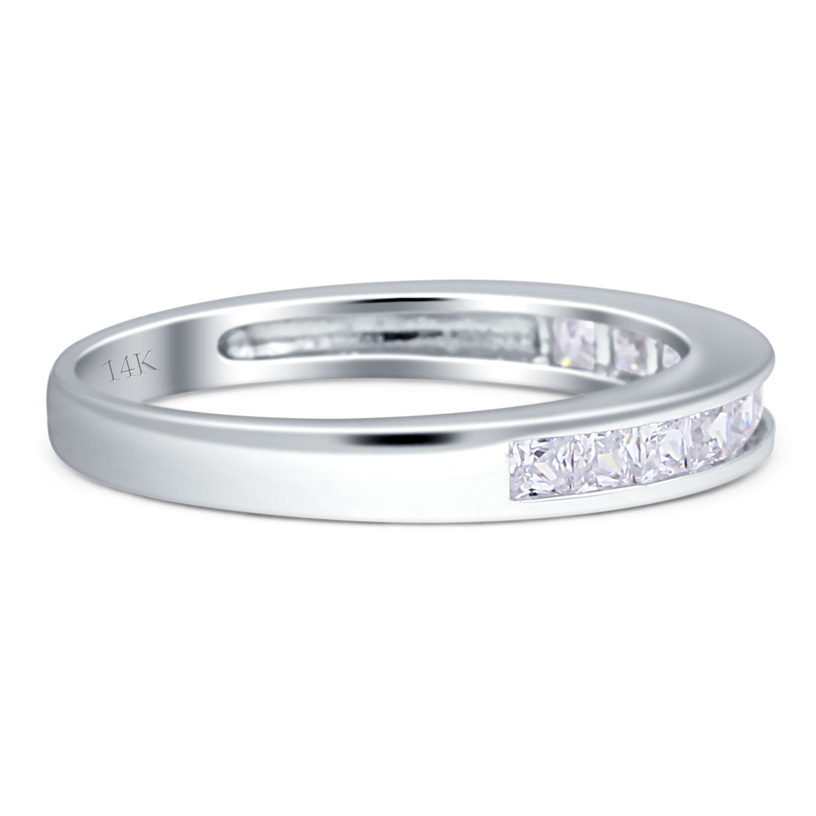 Half Eternity Princess Cut Stackable Band