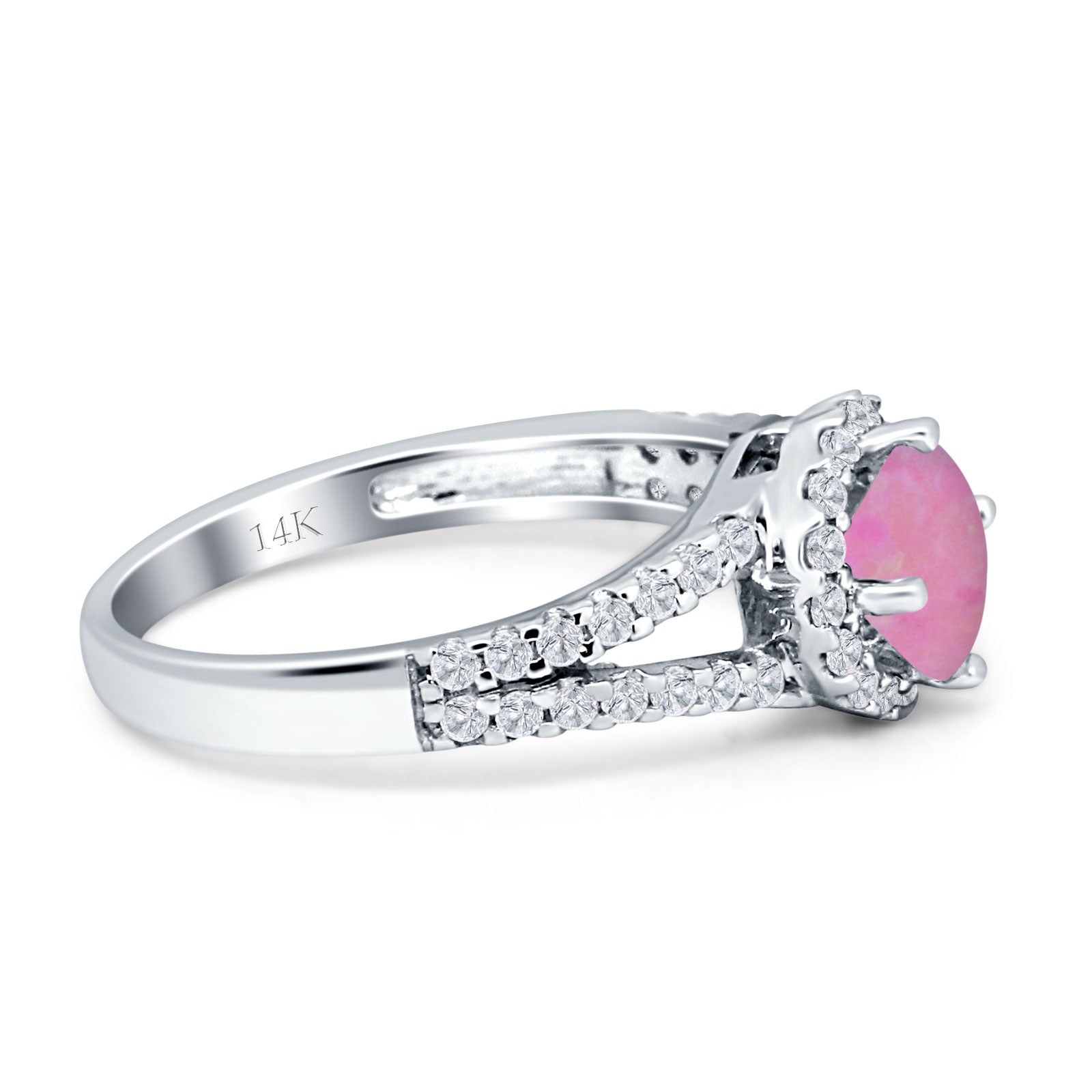 Three Stone Round CZ Gold Ring