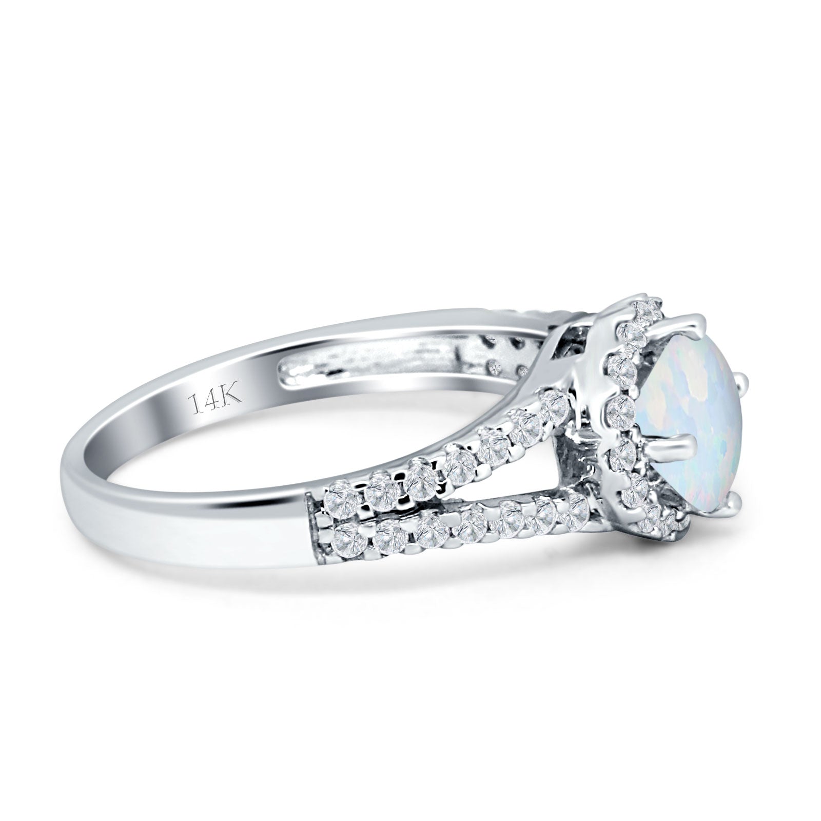 Three Stone Round CZ Gold Ring