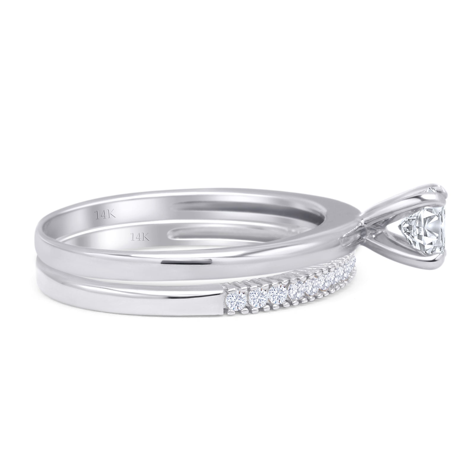 Two Piece Round Solitaire Bridal Gold Ring
