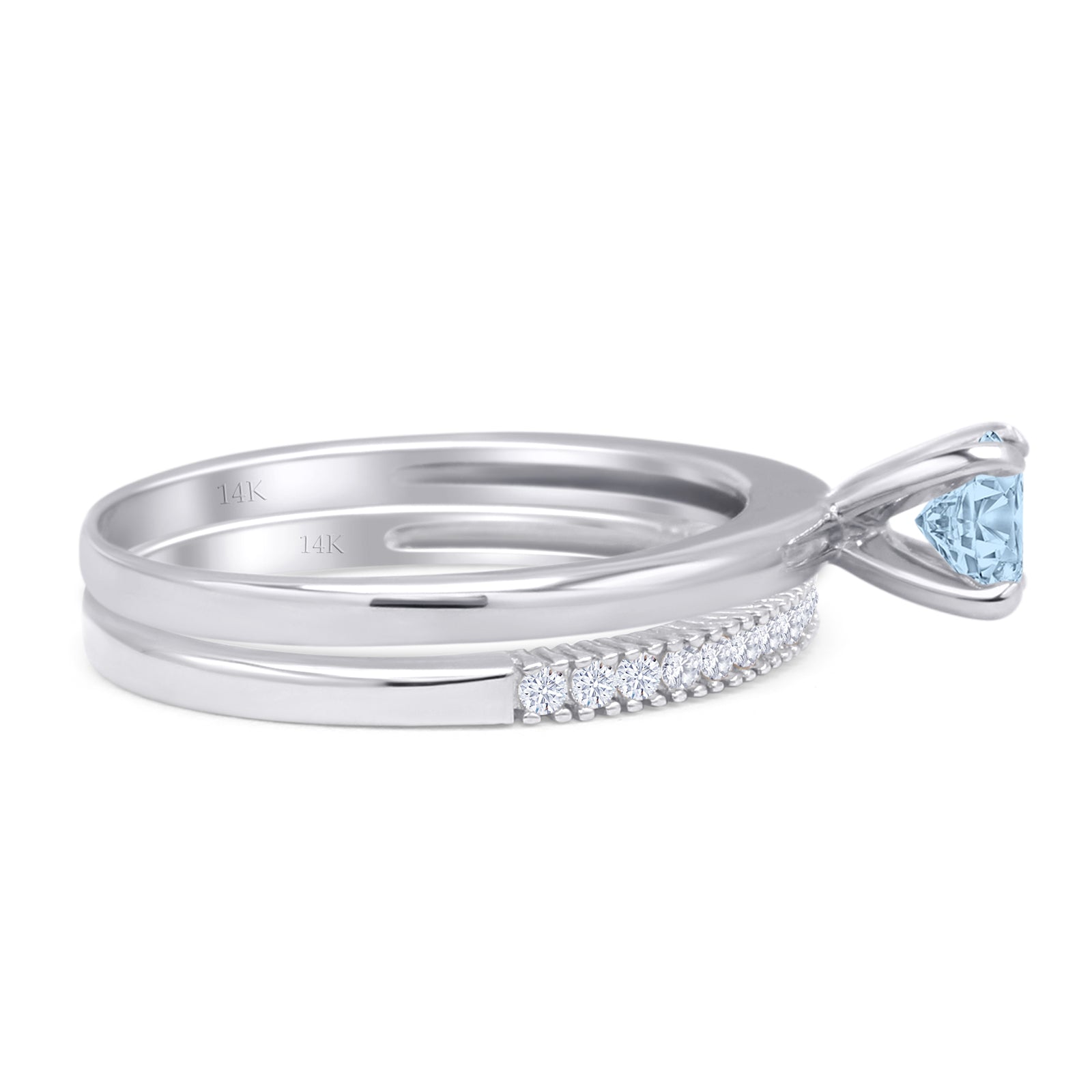 Two Piece Round Solitaire Bridal Gold Ring