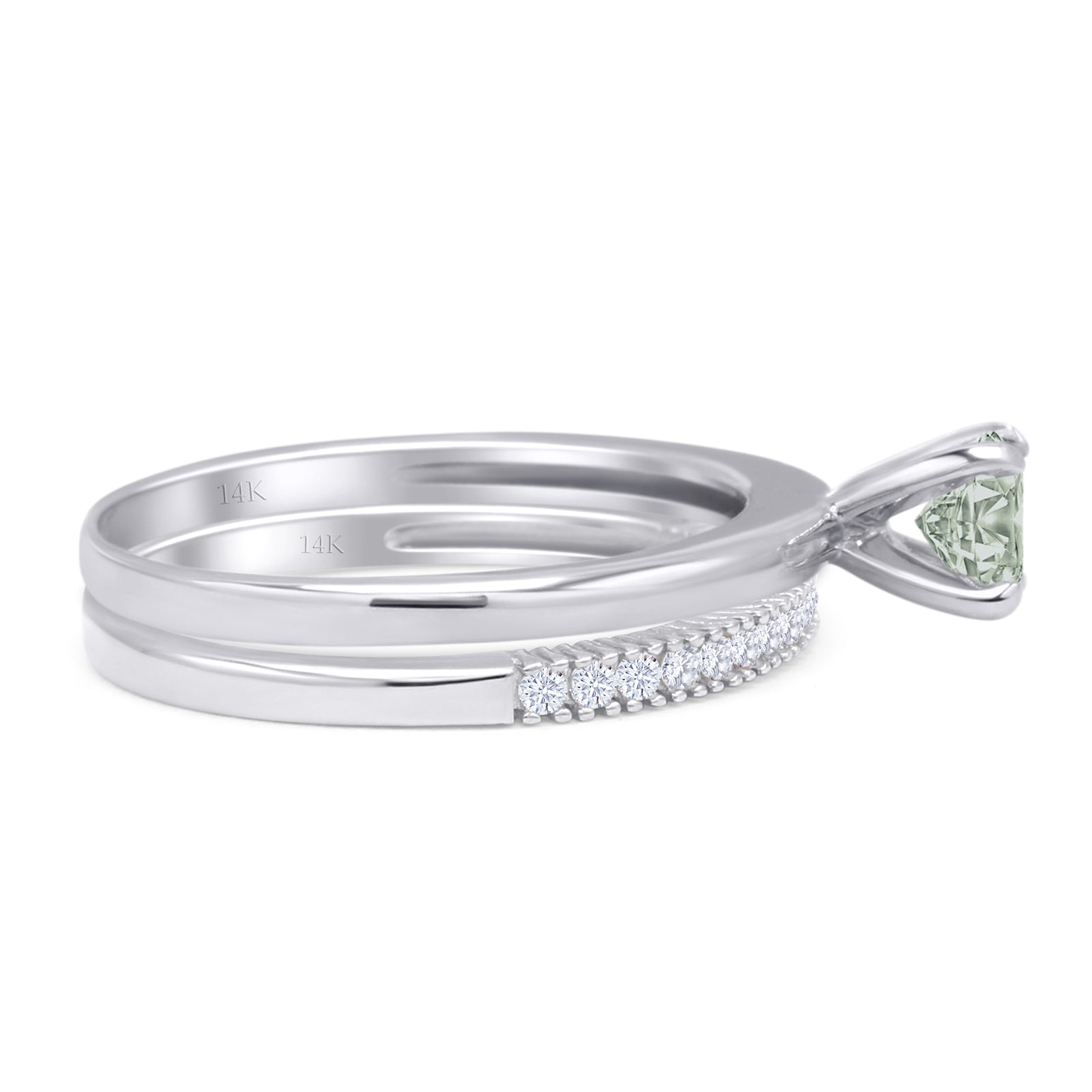 Two Piece Round Solitaire Bridal Gold Ring