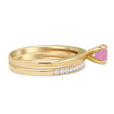 Two Piece Round Solitaire Eternity Gold Ring