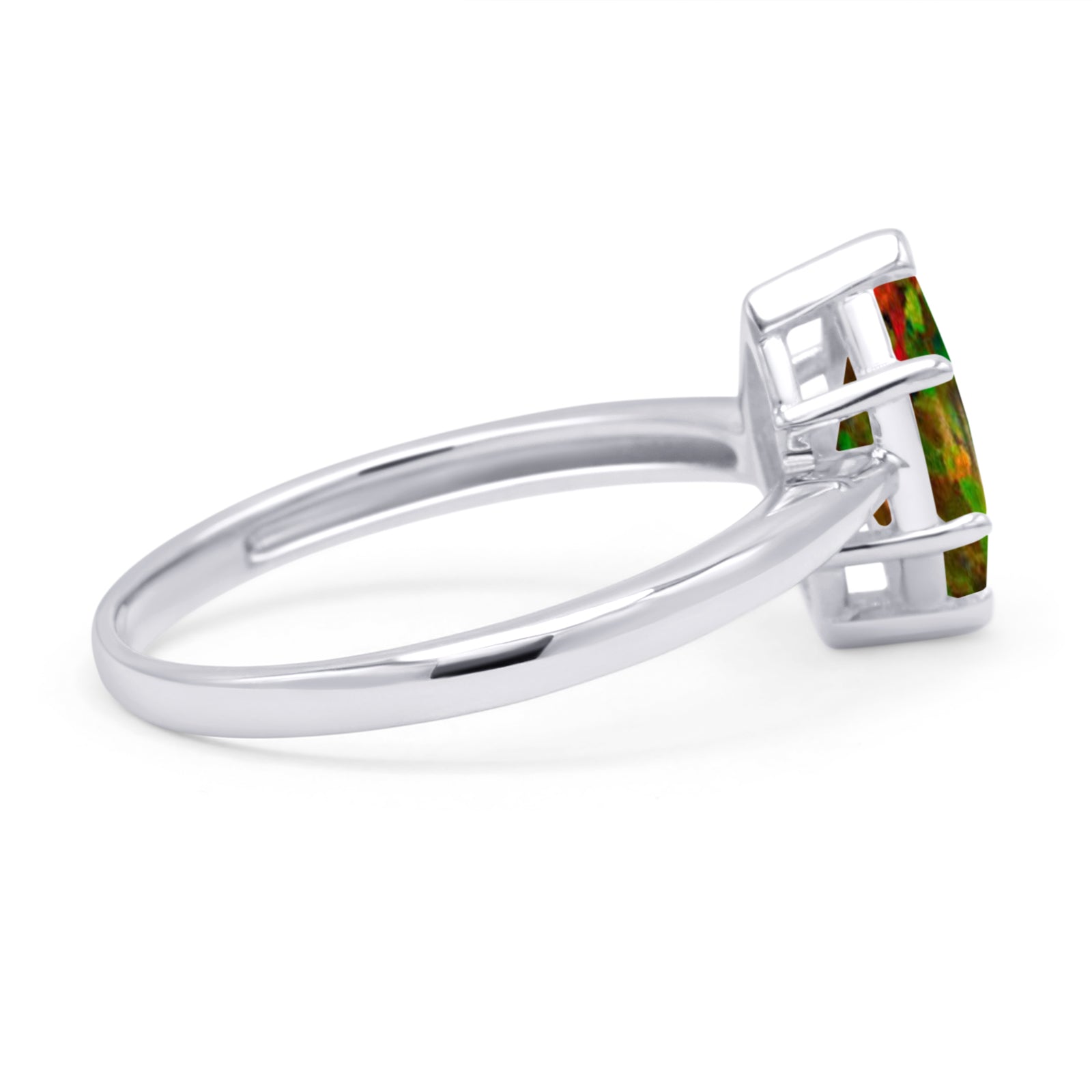 Marquise Lab Created Black Opal Solitaire Gold Ring