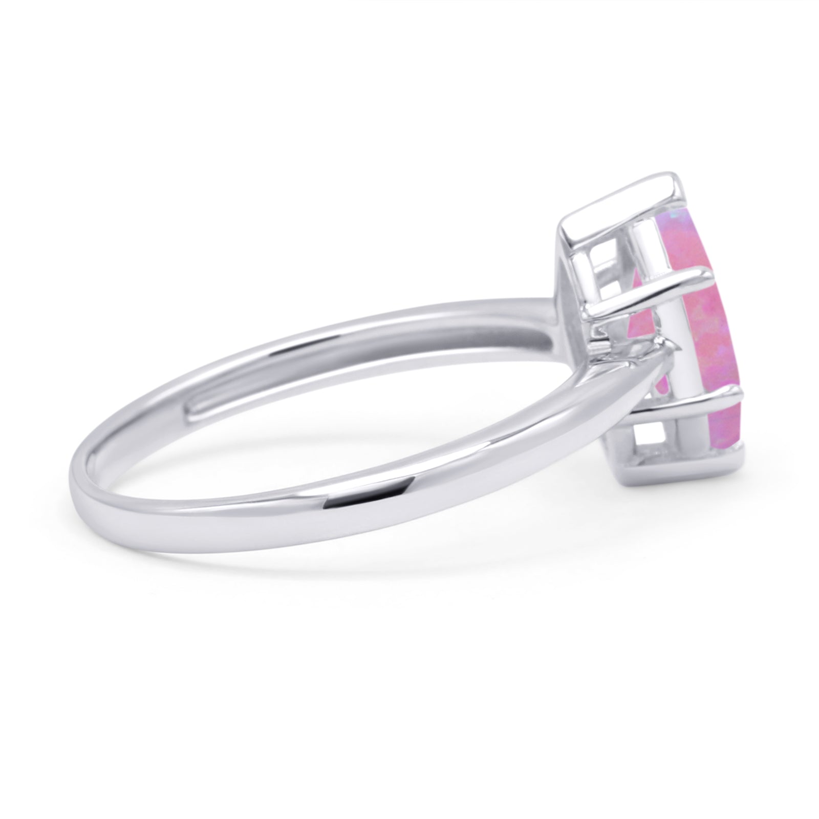 Marquise Lab Created Pink Opal Solitaire Gold Ring