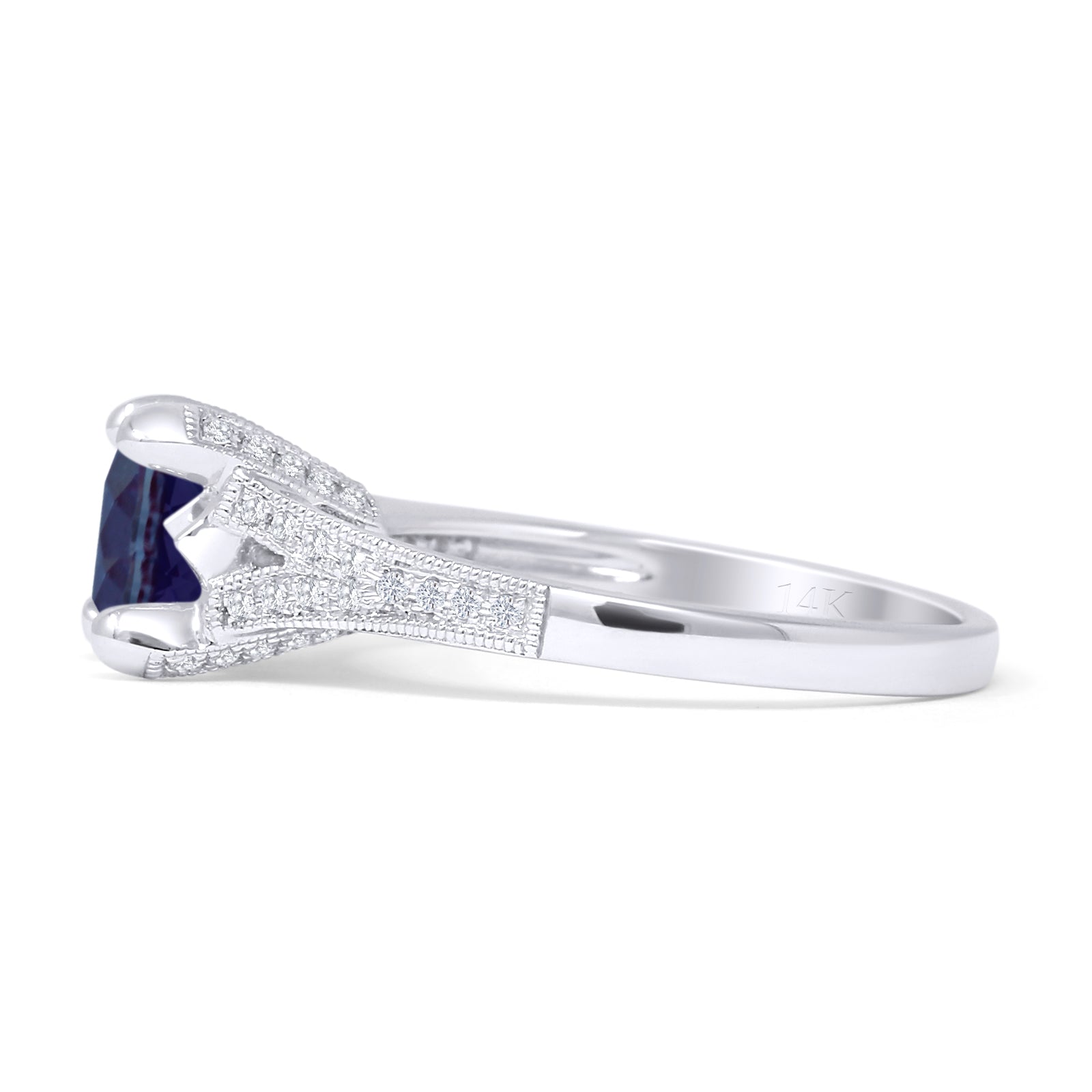 Round Split Shank Diamond Gold Ring