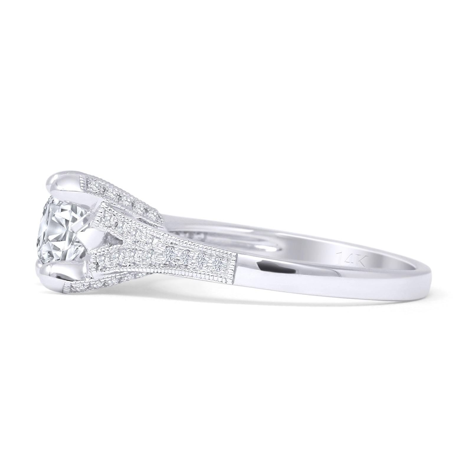 Round Split Shank Diamond Gold Ring